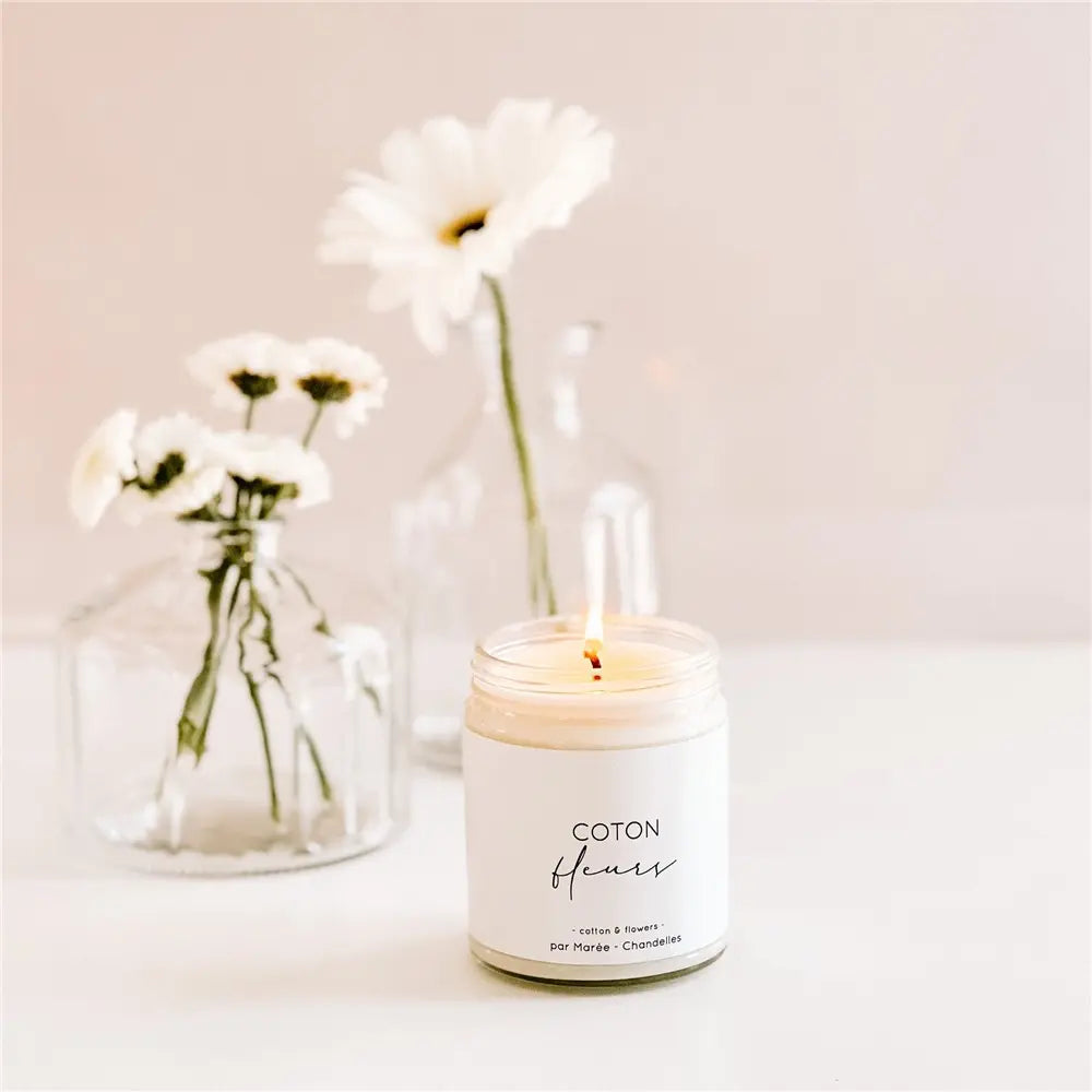 Chandelle de soya - Coton fleurs